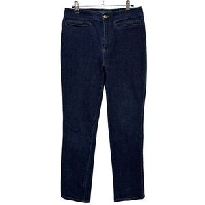 {Ralph Lauren} Dark Blue High Rise Straight Leg Welt Pocket Denim Jeans